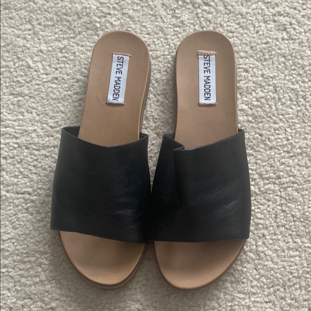 Steve Madden Black Slide Sandals